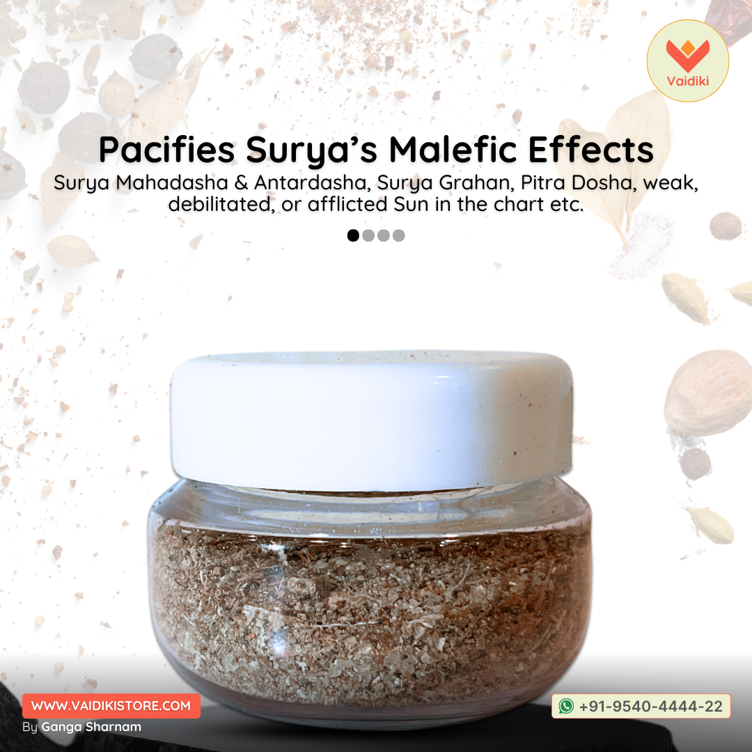 Surya Remedy or Surya Shanti Aushadhi for troubles related to Sun in Vedic Astrology
