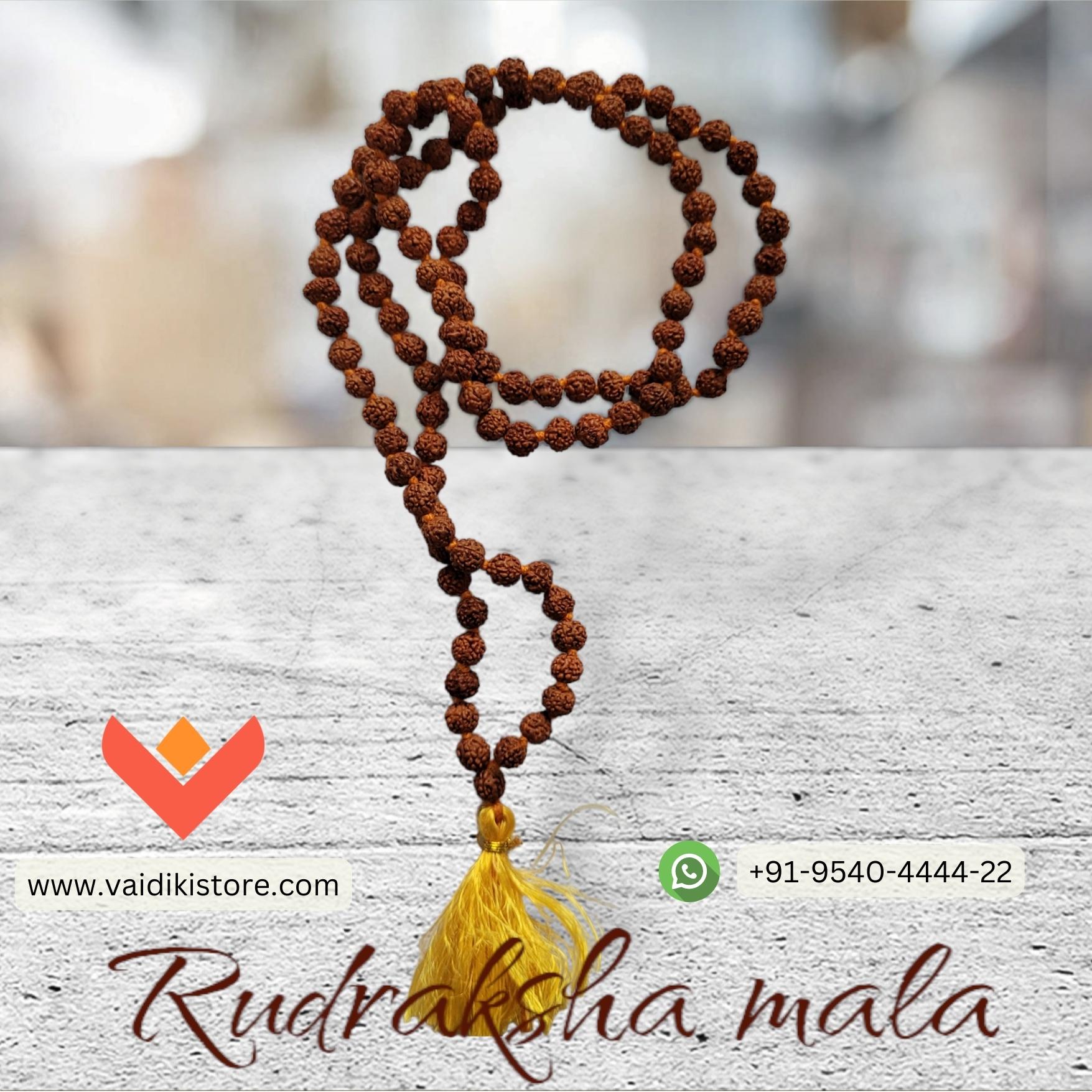 RUDRAKSH MALA 108 BEADS HINDU PRAYER BEADS 7MM FROM INDIA WITH FREE SHIPPING