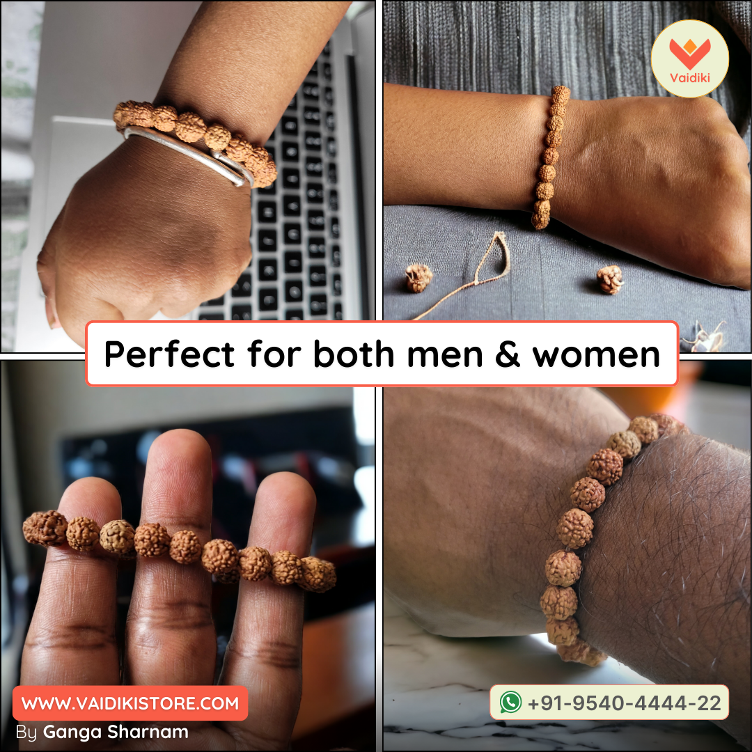 5 Mukhi Rudraksha Bracelet (7mm Beads) | Authentic Spiritual Accessory for Men and Women