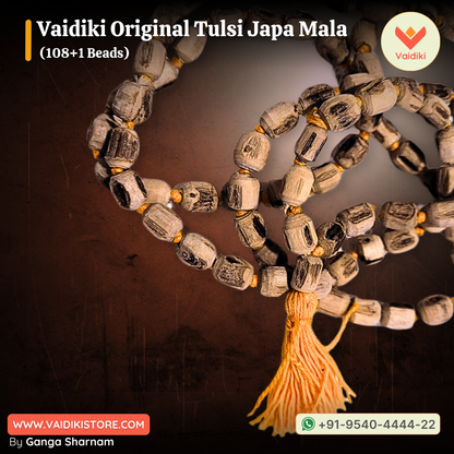 Vaidiki Original Tulsi Japa Mala (108+1 Beads) | A Sacred Tool for Devotion, Meditation, and Protection